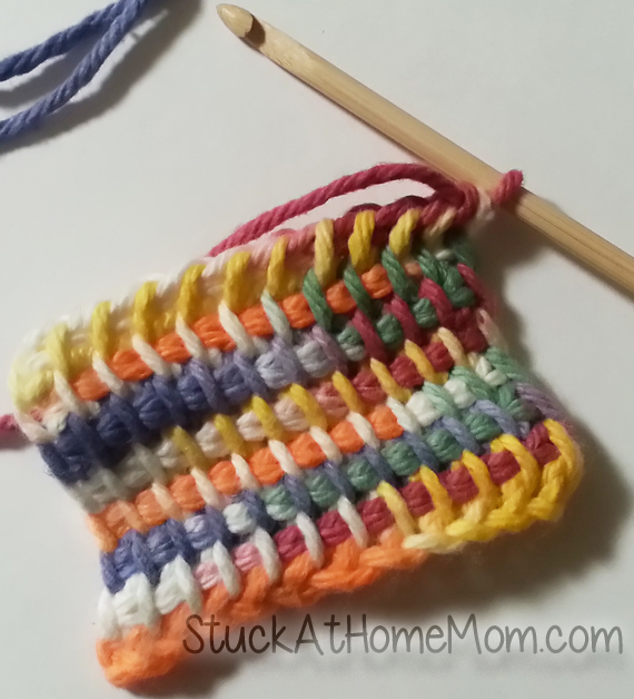 Knitting with a Crochet Needle Afghan Hook Tunisian Stitch 19