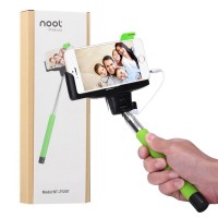 Selfie Stick, NOOT PRODUCTS® Self Portrait [Battery Free] Extendable Handled Stick with Adjustable Phone Holder & Built-in Remote Shutter Designed for Apple, Android Smartphones - Green