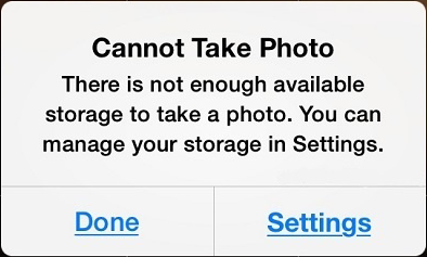 Not Enough Available Storage