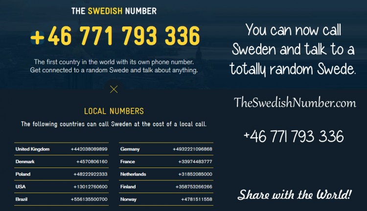 Call Sweden and talk to a random Swede +46 771 793 336