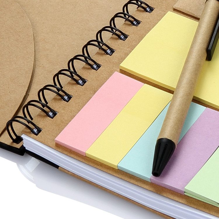 Hardcover Spiral Notebook with Solar Powered Calculator Sticky Notes
