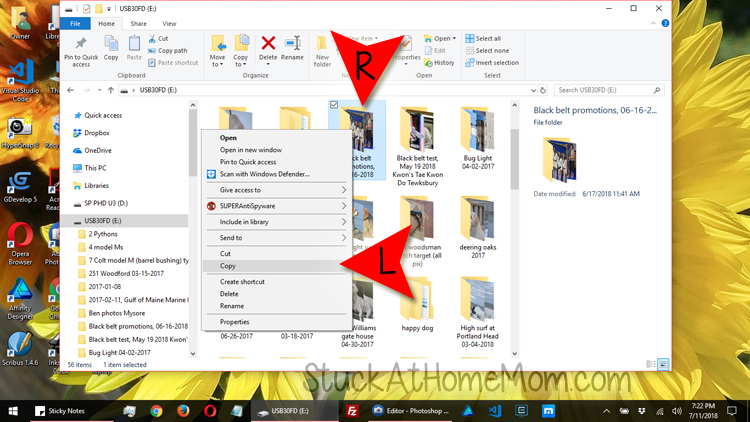 Once you have located the folder, file or image on your flash drive, RIGHT click on it. 