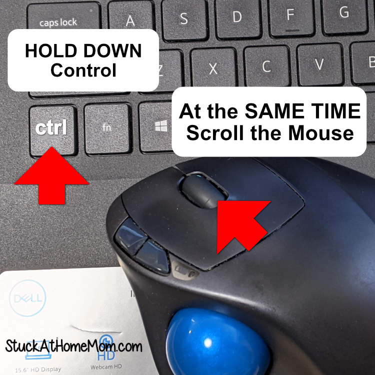 Hold Down Control At The Same Time Scroll The Mouse