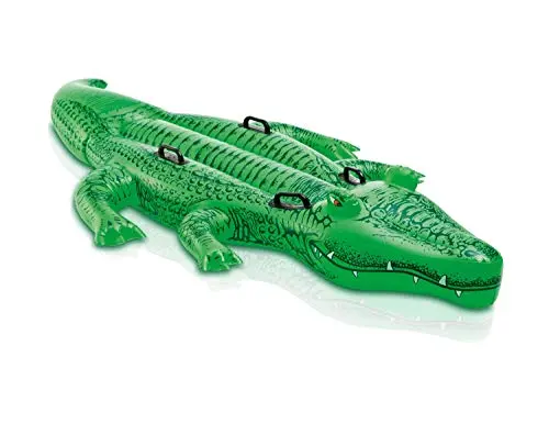 INTEX Giant Gator inflatable pool float showing green alligator design with handles