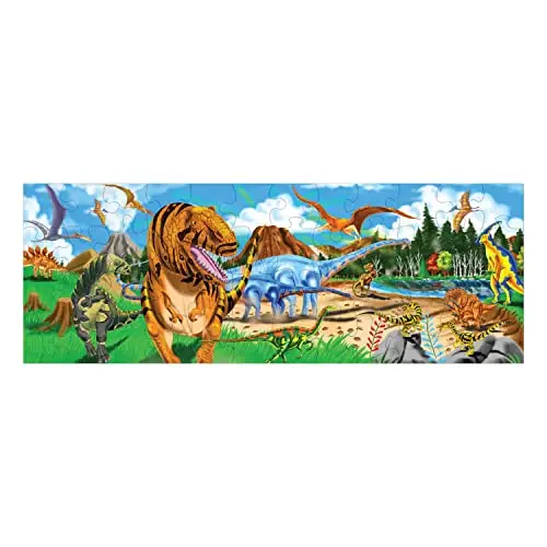 Melissa & Doug Land of Dinosaurs floor puzzle for kids with vibrant prehistoric illustrations