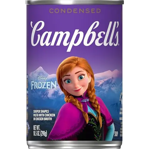 Campbell's Disney Frozen character-shaped pasta soup in can