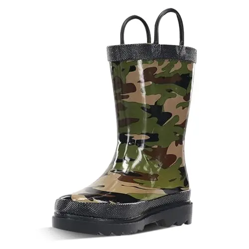 Western Chief camo print boys rain boots with pull handles