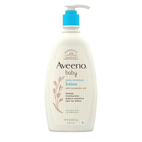 Aveeno Baby lotion bottle for dry skin treatment
