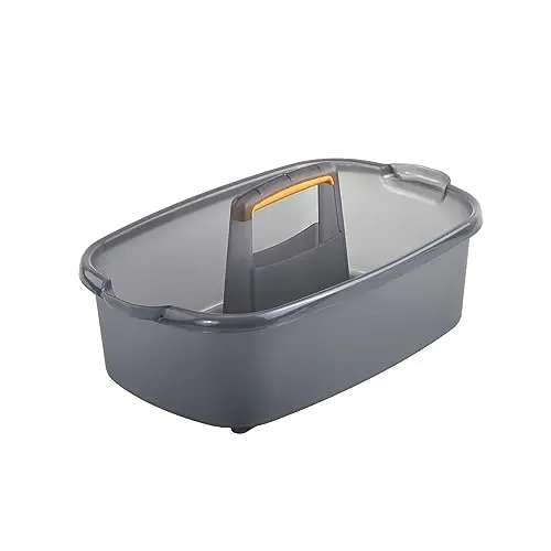 Casabella gray and orange plastic cleaning caddy with handle