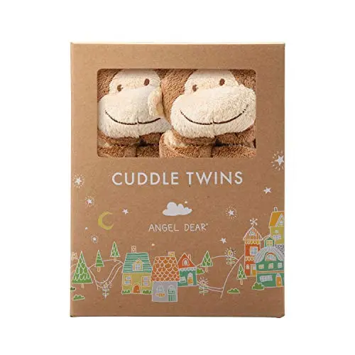Angel Dear Brown Monkey Cuddle Twins Blankie Set
