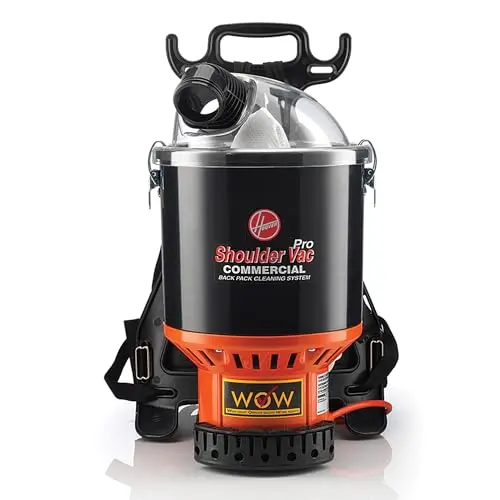 Hoover Commercial backpack vacuum with chiropractor-designed harness