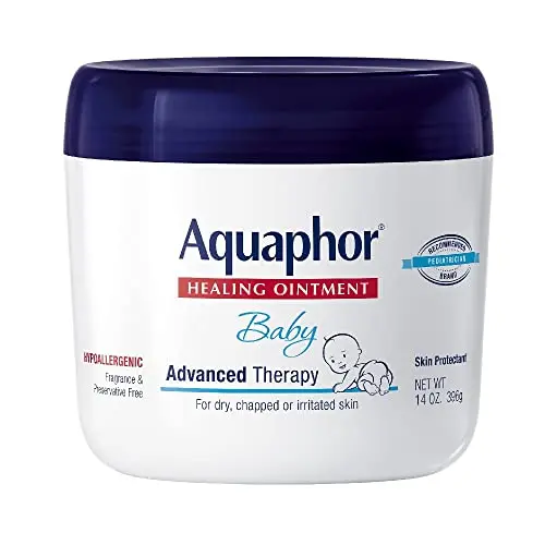 Aquaphor Baby Healing Ointment jar for diaper rash and skin protection