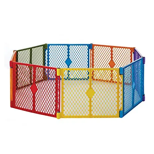 Toddleroo by North States 8-panel baby play yard in colorful design