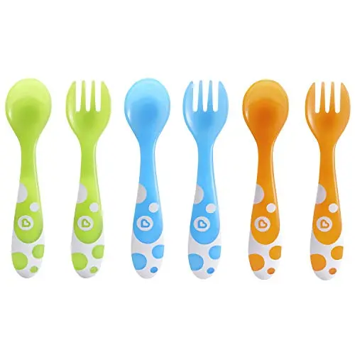 Munchkin Multi toddler forks and spoons set in blue, green and orange colors