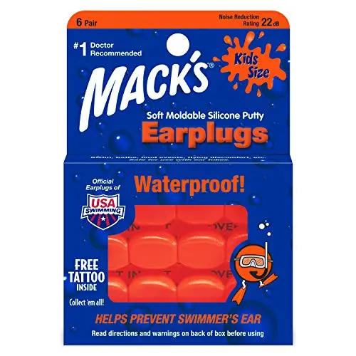 Mack's moldable silicone ear plugs for kids with ear tubes