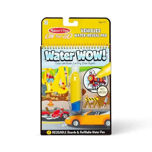 Melissa & Doug Water Wow coloring book with vehicle themes and water pen