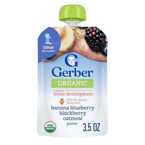 Gerber Organic Banana Blueberry Blackberry Oatmeal Pouches