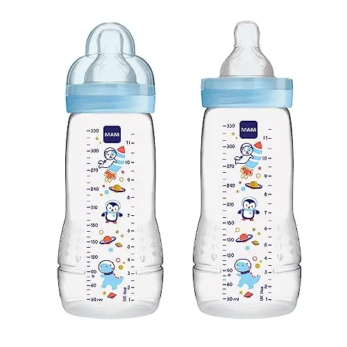 MAM Easy Active baby bottle with fast flow nipple and leak-proof cap