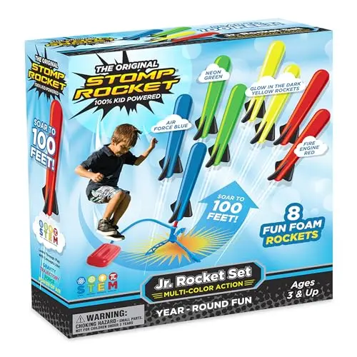 Stomp Rocket Jr rocket launcher with colorful foam rockets