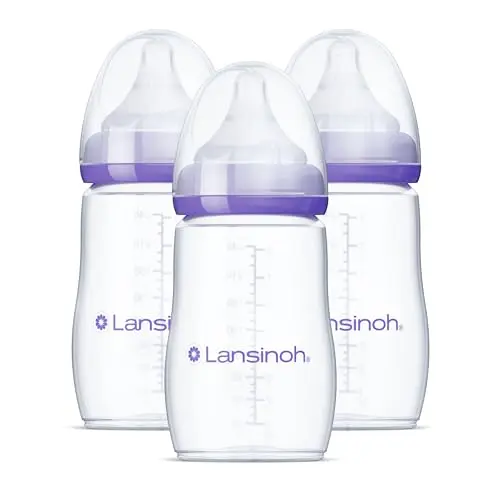 Lansinoh NaturalWave anti-colic baby bottle with wide gentle slope nipple