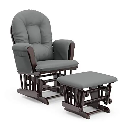 Storkcraft Hoop glider and ottoman set in espresso and gray