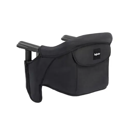 Inglesina Fast table chair in black attached to dining table