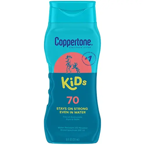 Coppertone kids sunscreen lotion bottle with high SPF 70 protection
