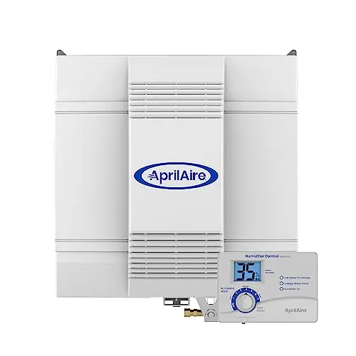AprilAire 700 automatic fan-powered furnace humidifier installed on HVAC duct