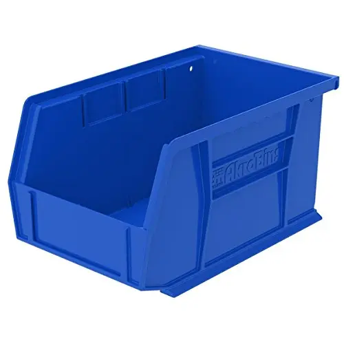 Blue Akro-Mils 30237 medium storage bins for garage organization