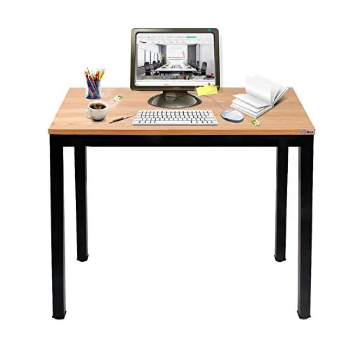 Need 31.5-inch teak and black computer desk with sturdy metal frame