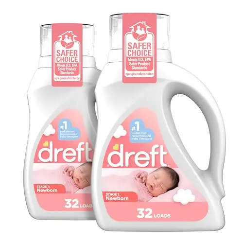 Dreft Newborn Baby Laundry Detergent bottle showing gentle formula for sensitive skin
