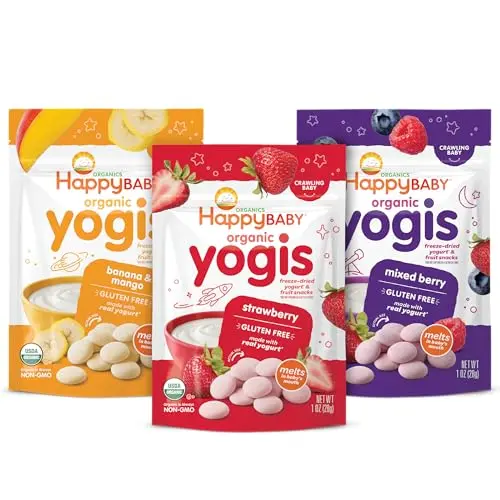 Happy Baby Organics Yogis Freeze-Dried Yogurt and Fruit Snacks variety pack