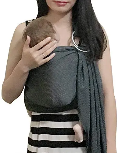 Vlokup water ring sling baby carrier in grey mesh