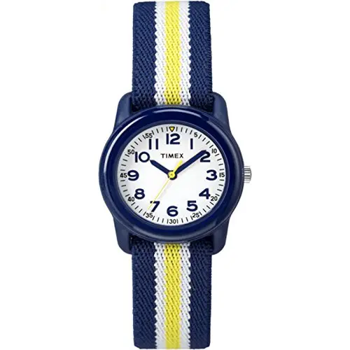 Timex TIME Machines kids watch with blue and yellow stripe strap