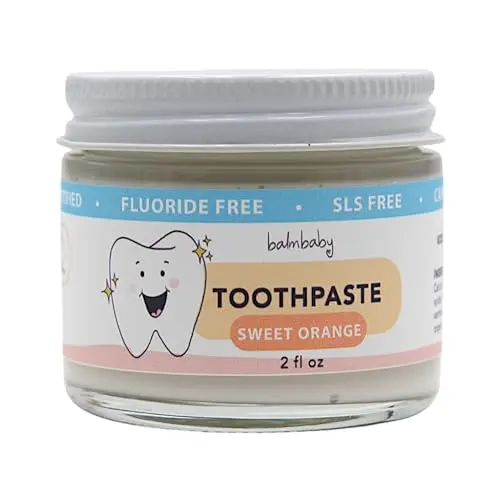 Balm Baby all-natural toothpaste in orange flavor for kids