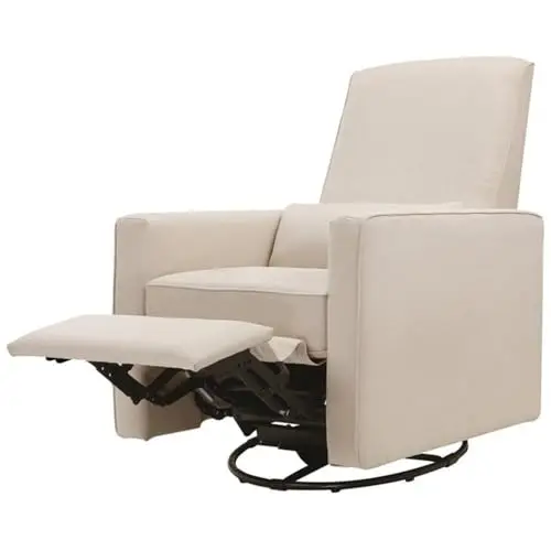DaVinci Piper cream fabric glider recliner with swivel base