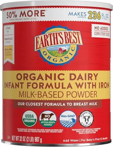 Earth's Best organic dairy infant formula container
