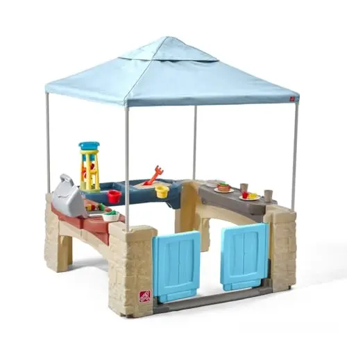 Step2 All Around Playtime Patio with canopy, grill, and sand table