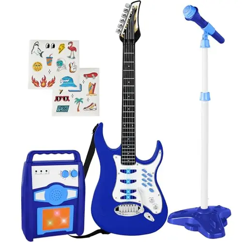 Best Choice Products kids electric guitar play set with microphone and amp