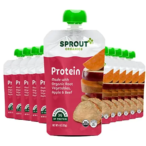 Sprout organic baby food pouches stage 3 with meat proteins and root vegetables