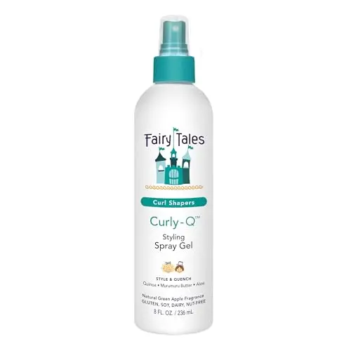 Fairy Tales Curly Q Kids Styling Spray Gel bottle with green apple scent