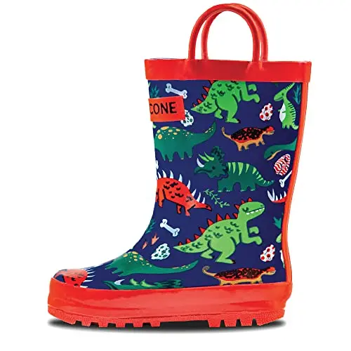 Lone Cone Puddle-a-Saurus pattern rain boots with handles