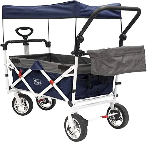Creative Outdoor collapsible stroller wagon with removable fabric and canopy