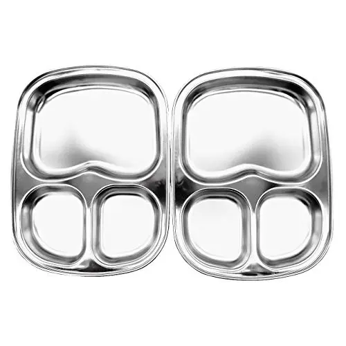 FAM stainless steel divided tray with three compartments in silver finish