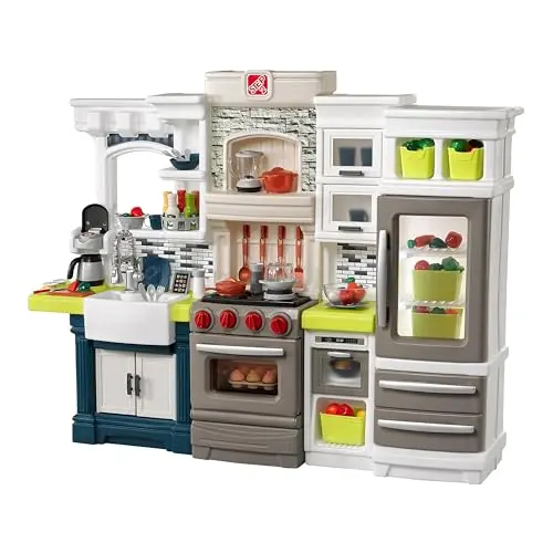 Step2 elegant edge kids kitchen playset with lights, sounds, and 78 accessories