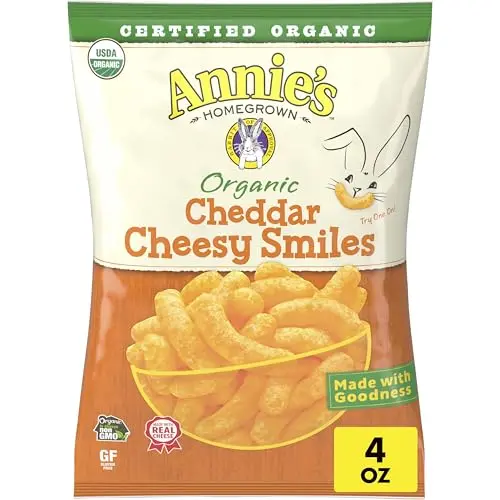 Annie's Organic Cheddar Cheesy Smiles baked corn puffs
