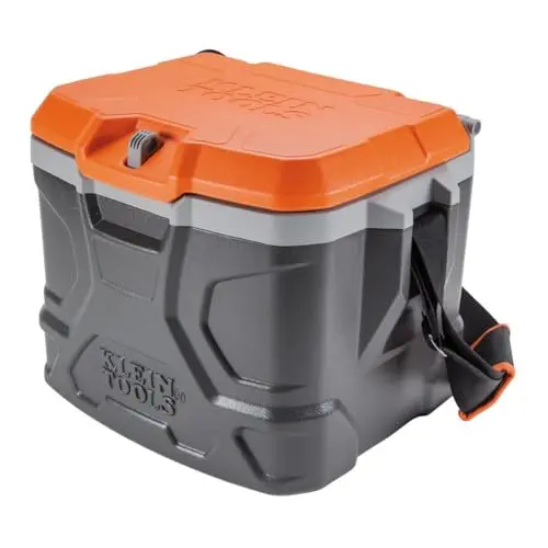 Klein Tools Work Cooler lunch box on construction site