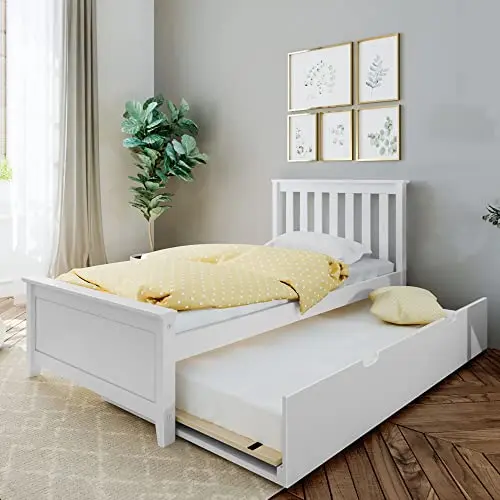 Max & Lily twin trundle bed with headboard in white finish