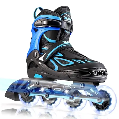 2PM Sports Vinal azure blue inline skates with flashing wheels