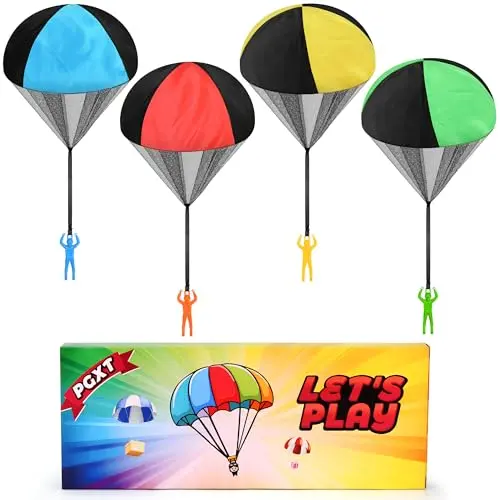 PGXT parachute toy with nylon canopy descending